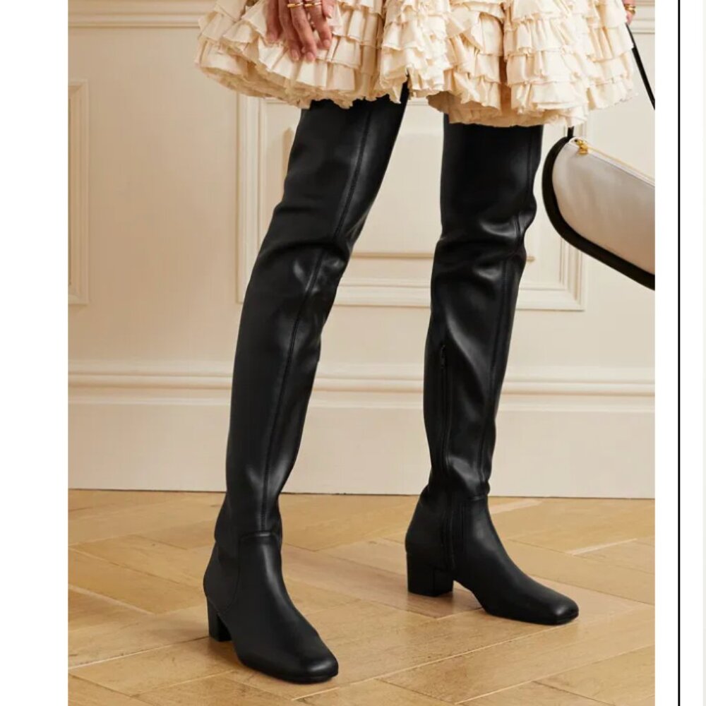 NWB $495 Staud AIMEE BOOT BLACK VEGAN LEATHER